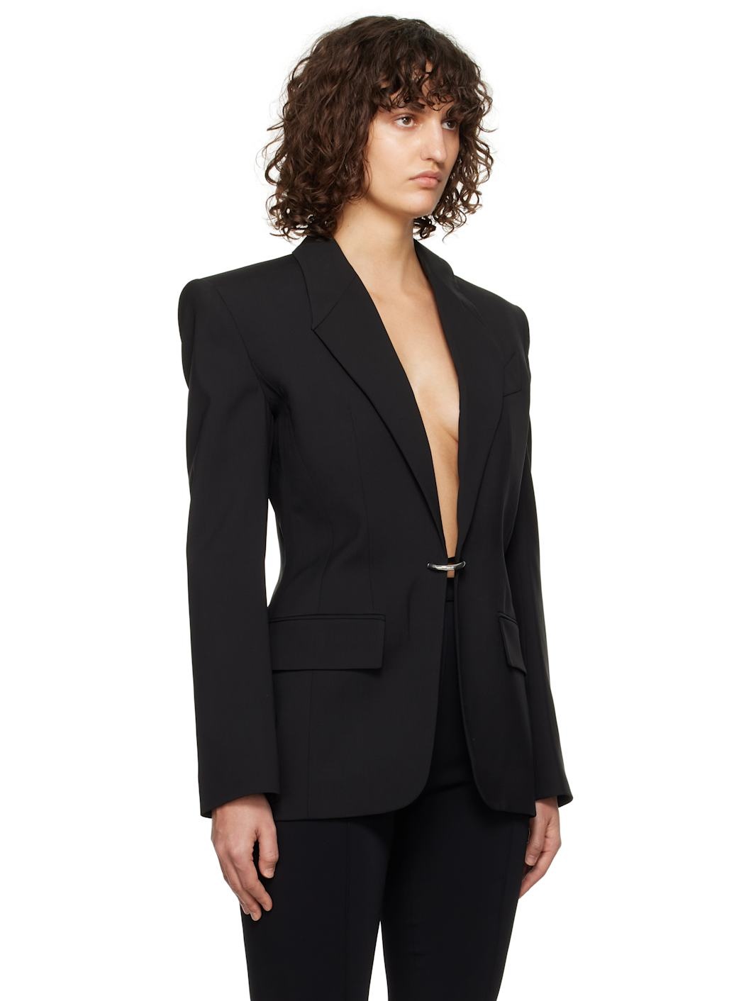 Black Pierced Tailored Blazer - 2