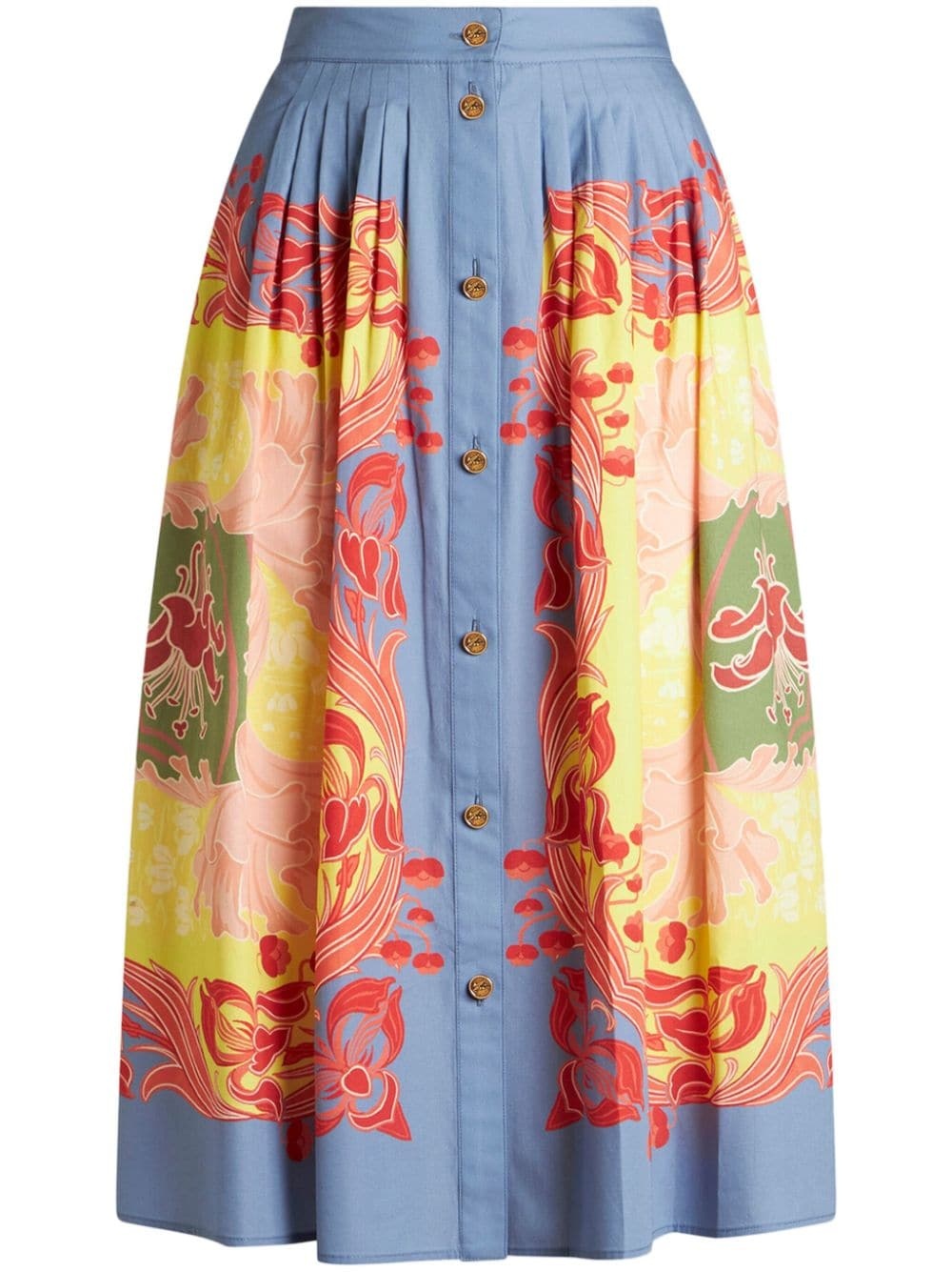 pleated button-down midi skirt - 1