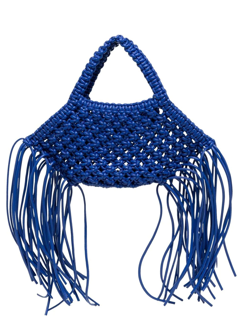 woven leather basket bag - 1