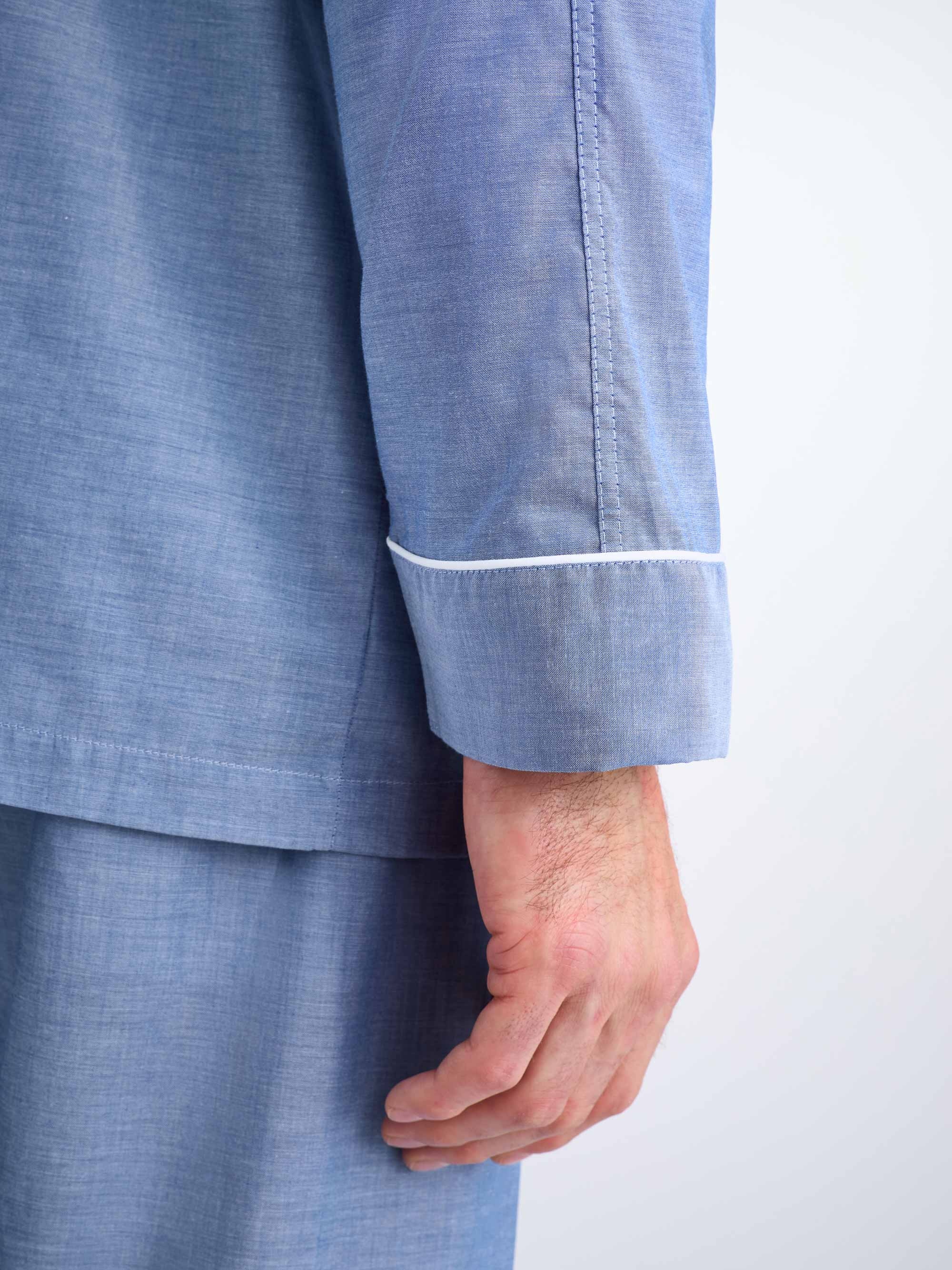 Men's Classic Fit Pajamas Amalfi Cotton Batiste Denim - 6