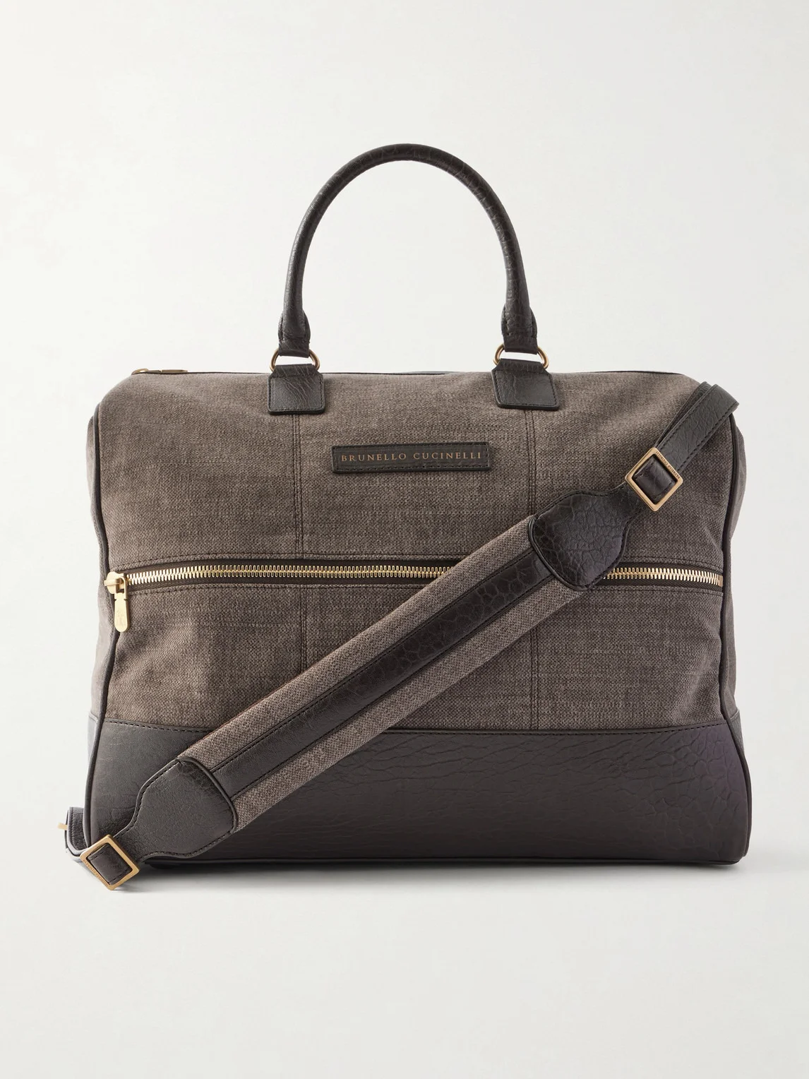 Boston Leather-Trimmed Woven Weekend Bag - 1