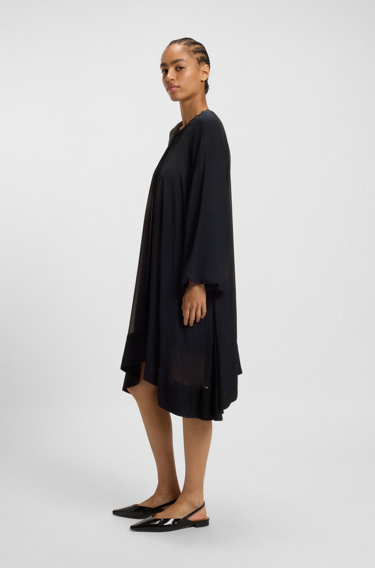 TWO-LAYERED REGULAR-FIT DRESS IN SILK CHIFFON - 3
