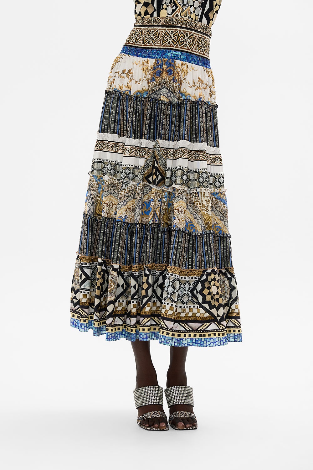 SHIRRED WAIST TIERED CIRCLE SKIRT - 6