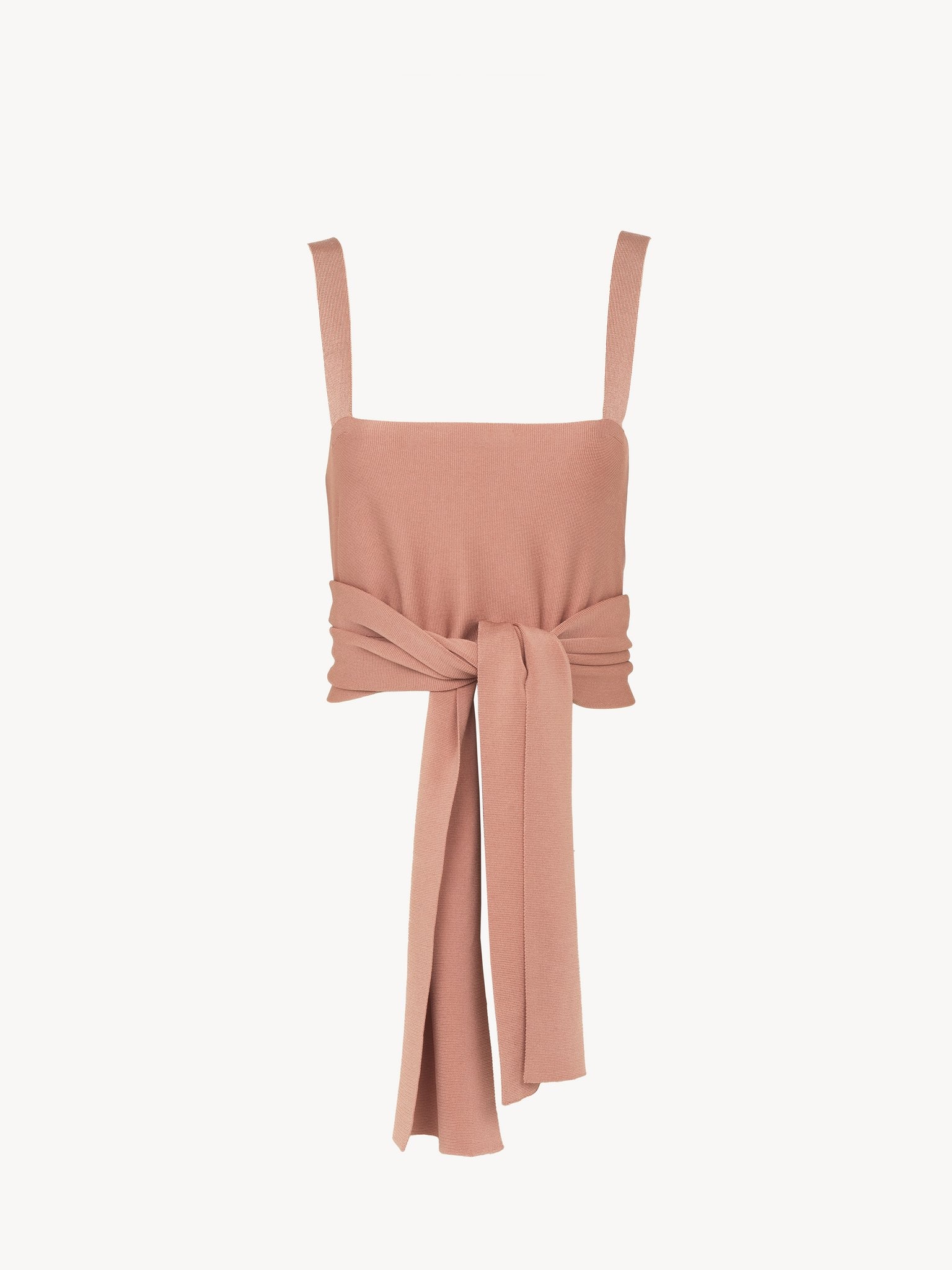 CROPPED FRONT-TIE TANK TOP IN SHINY VISCOSE KNIT - 2