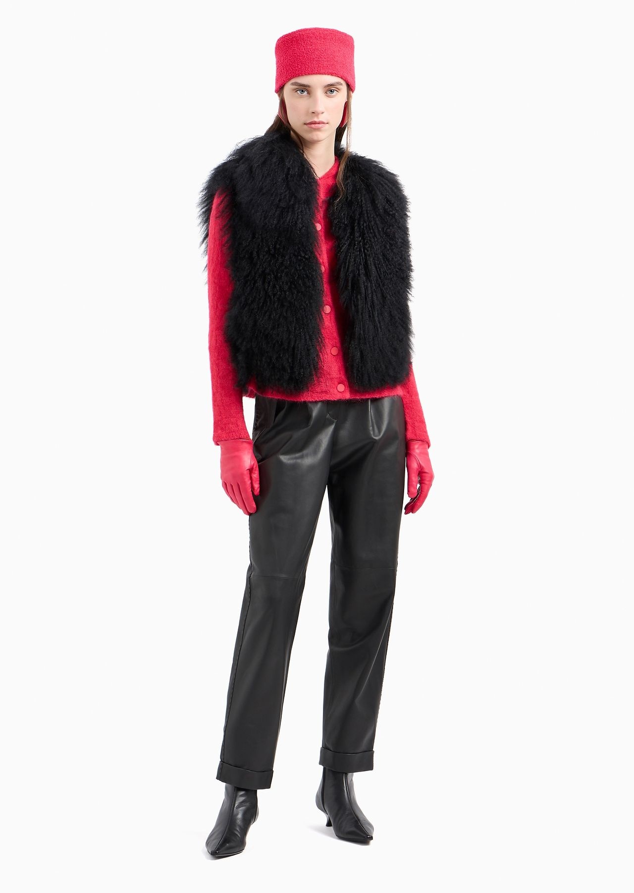 Long-haired Mongolian lamb fur sleeveless top - 4