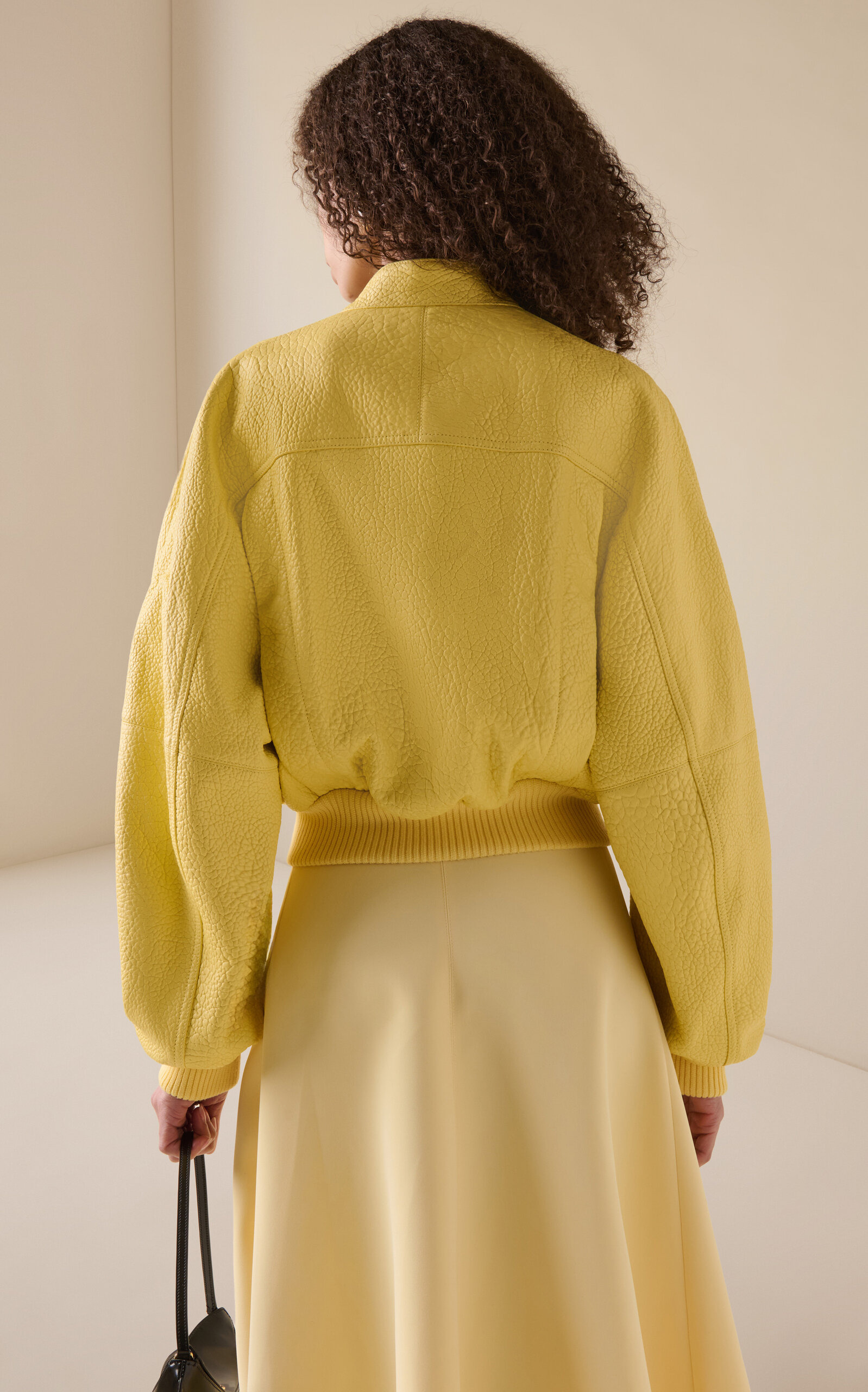 Tore Leather Blouson Top yellow - 4
