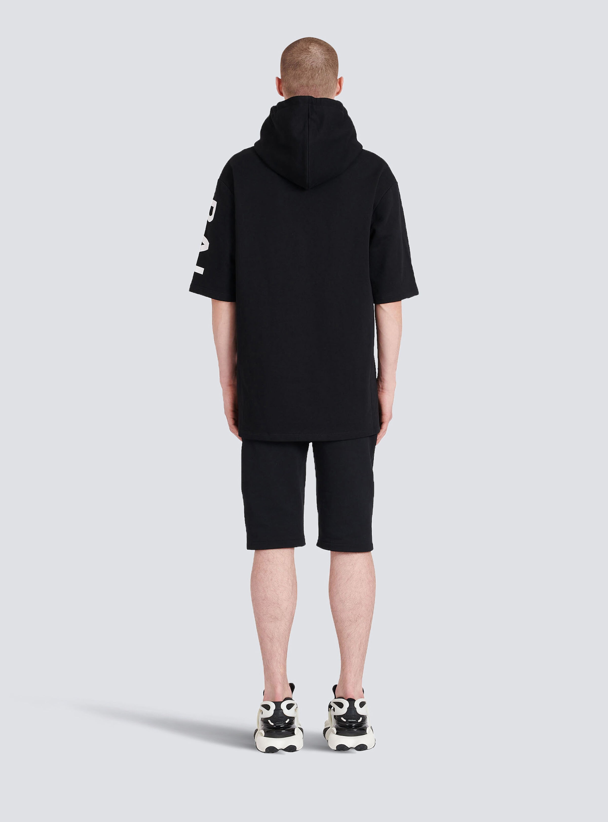Oversized eco-designed cotton hooded sweatshirt with  Balmain logo print - 4