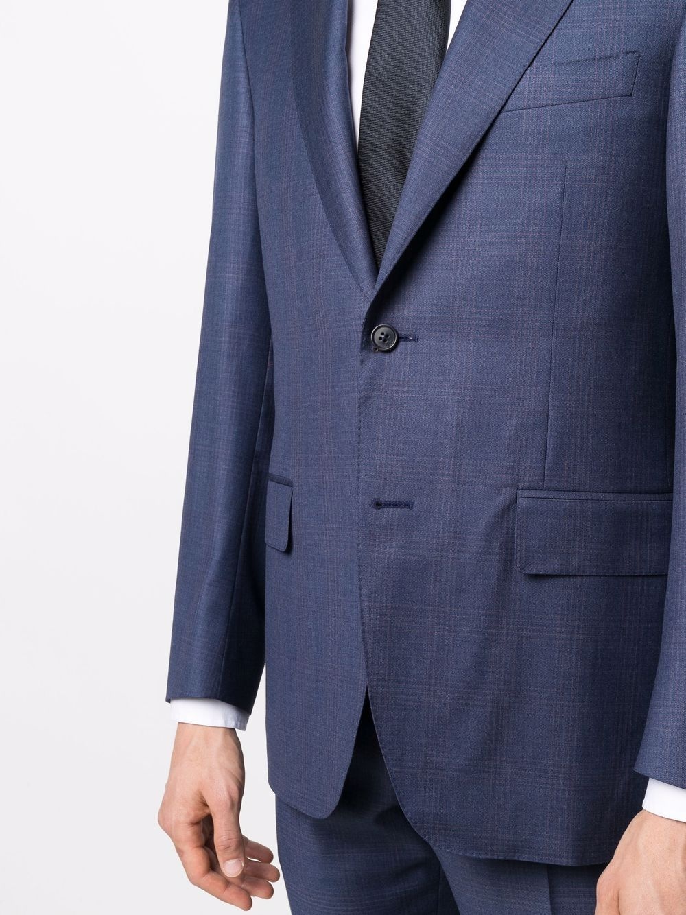 check-pattern single-breasted wool suit - 5