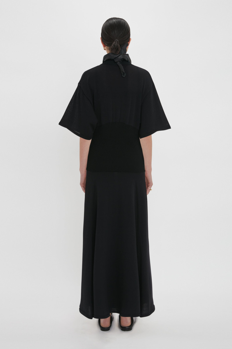 Panelled Knit Dress In Black 4