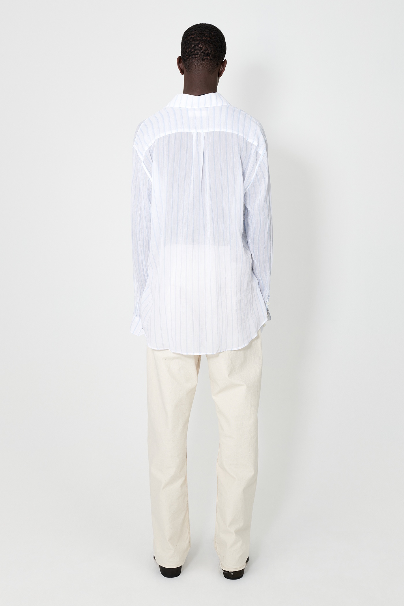 Initial Shirt White Rayon Plait Stripe - 5