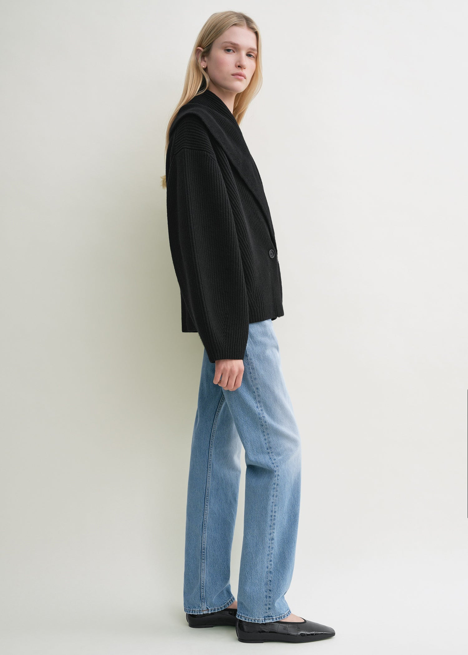 Shawl-lapel cardigan black - 3