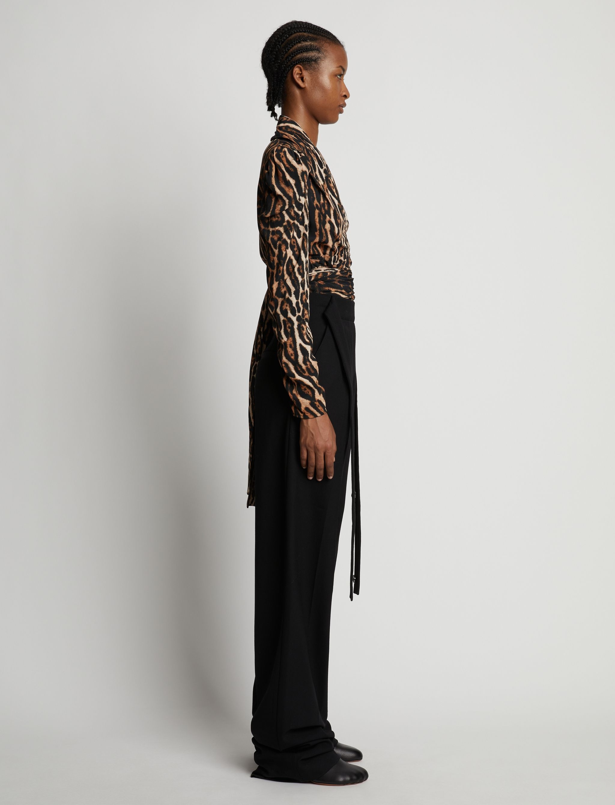 Leopard Crepe De Chine V-Neck Top - 4