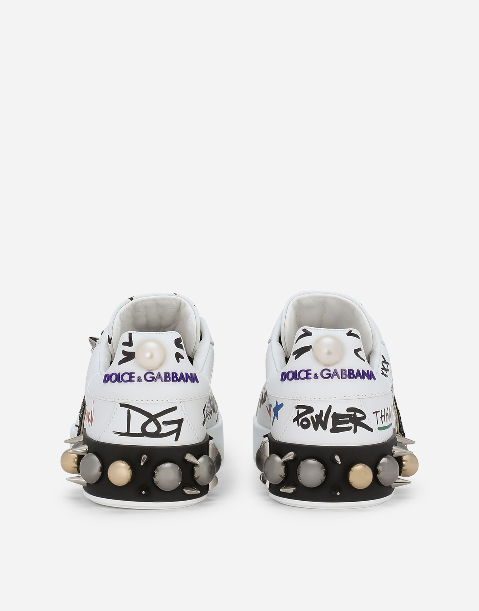 Printed calfskin Portofino sneakers with patch - 3