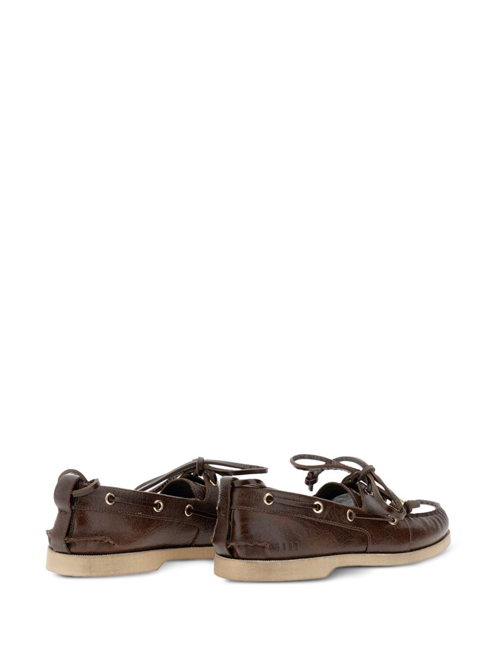 leather lace-up loafers - 3