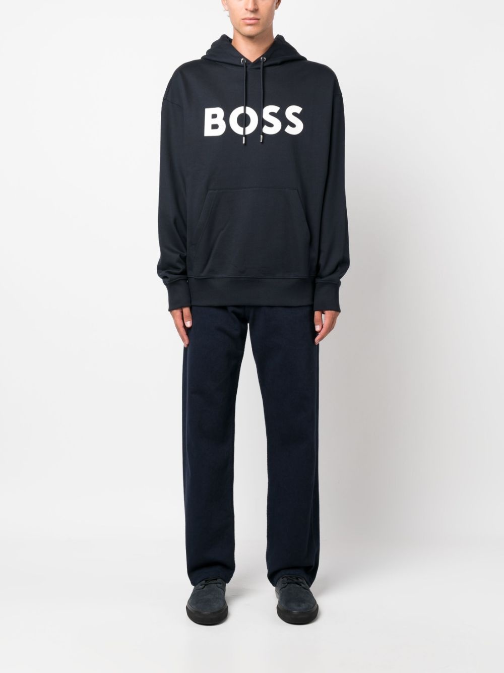 logo-print cotton hoodie - 2
