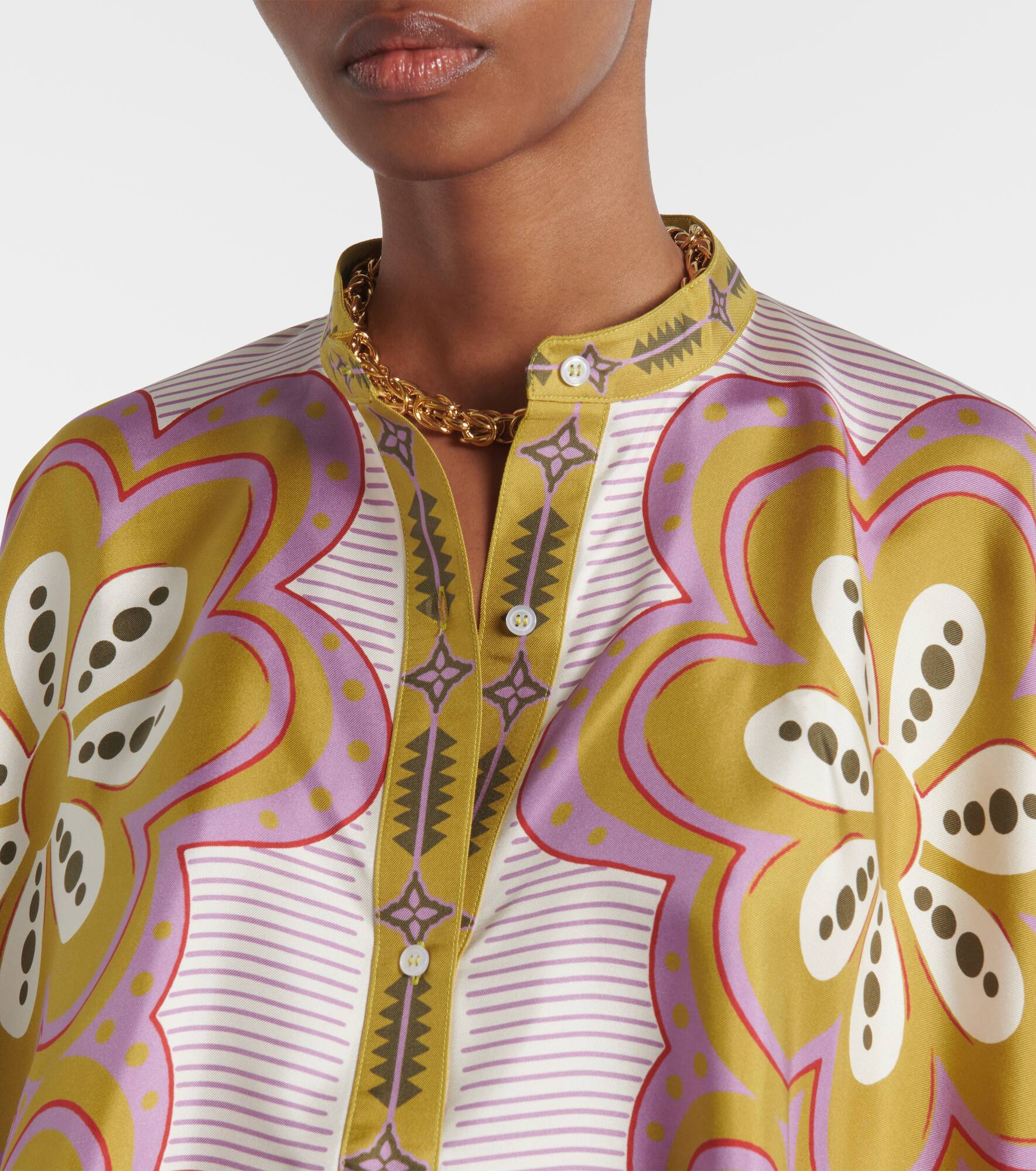 Foulard printed silk twill shirt - 4
