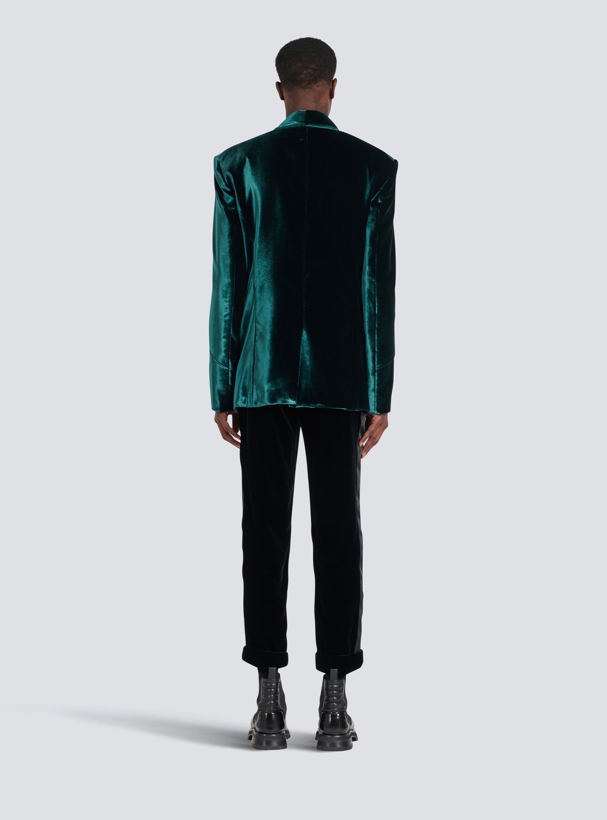 Velvet blazer with monogram lining - 4