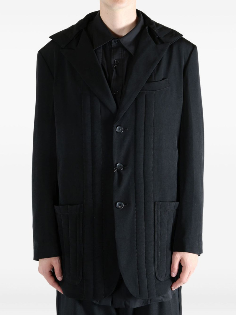 Yohji Yamamoto quilted-detail hooded blazer outlook