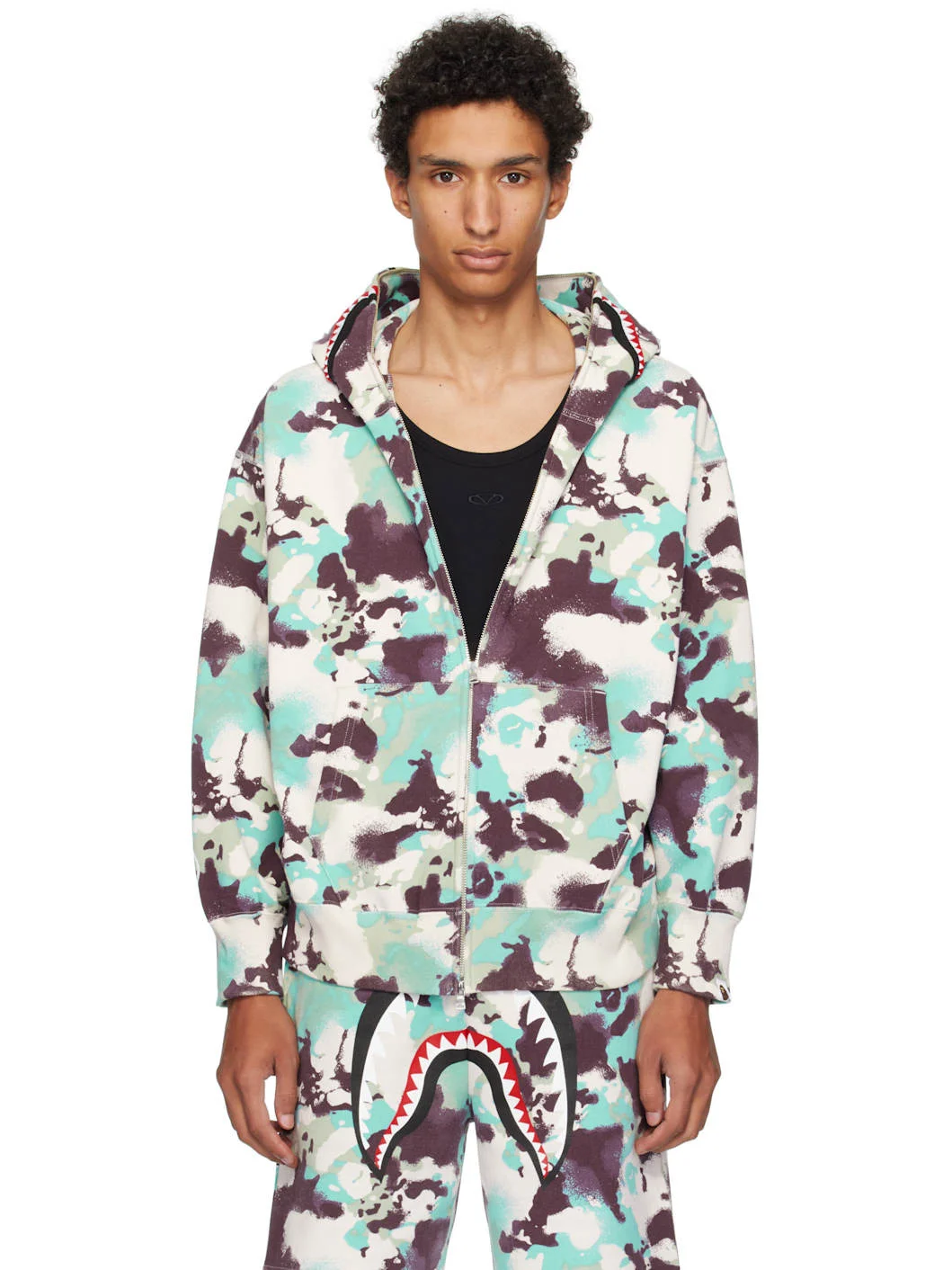 Blue & Purple Map Camo Shark Full Zip Hoodie - 1