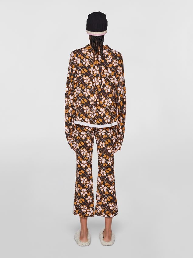 FLOWER GRID VISCOSE SABLÉ PYJAMA TROUSERS - 3