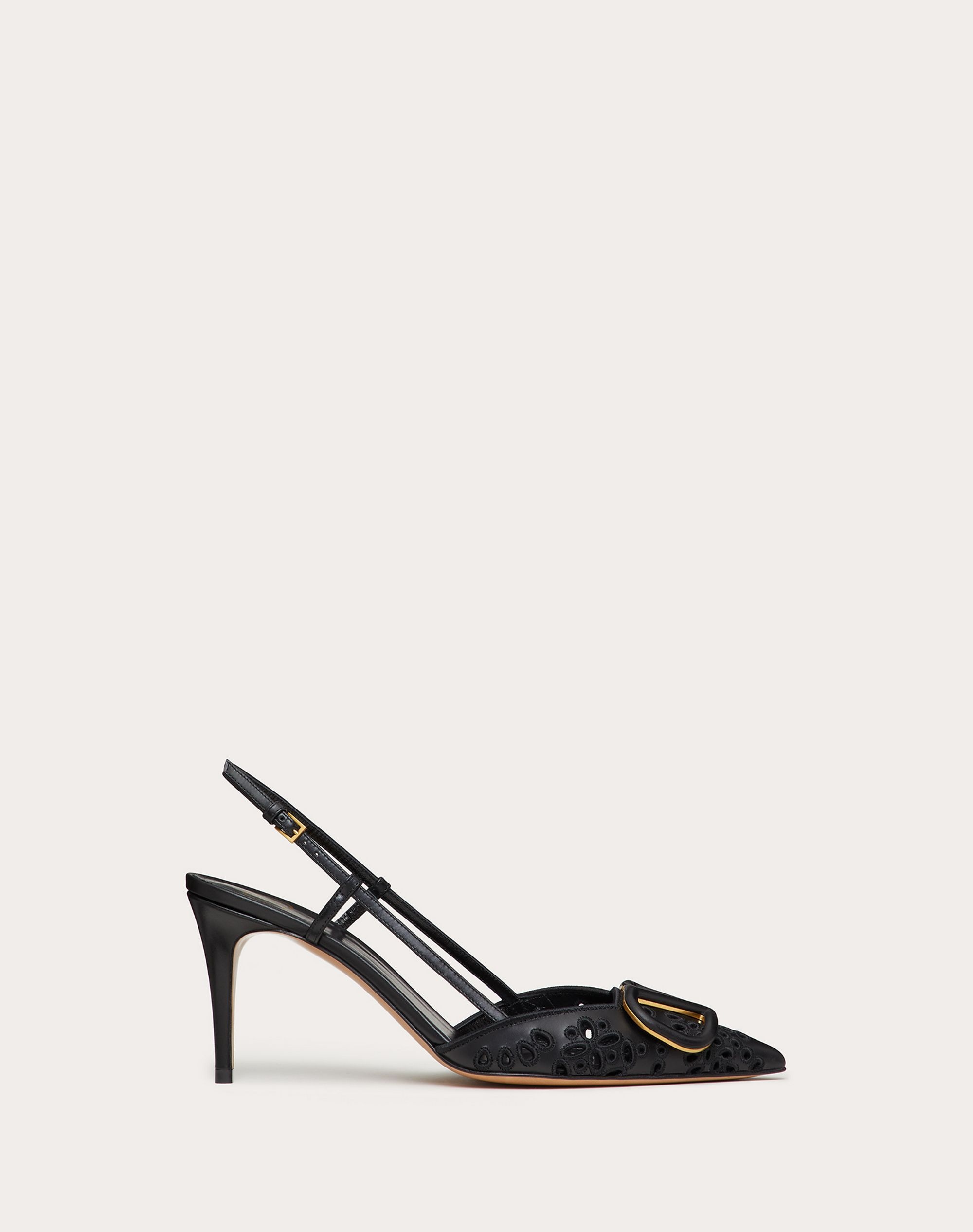 VLOGO SIGNATURE CALFSKIN SLINGBACK PUMP WITH SAN GALLO EMBROIDERY 80 MM - 1
