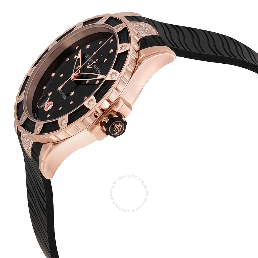 Ulysse Nardin Lady Diver 2014 Black Dial Black Rubber Ladies Watch 8156-180E-3C/22 - 2