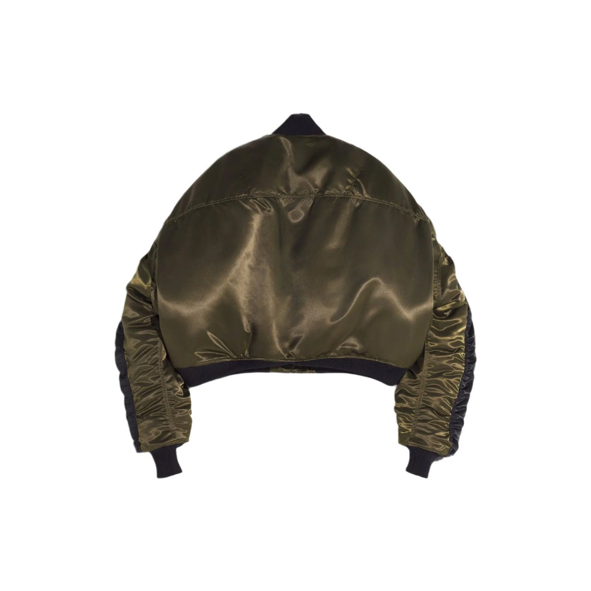 SATIN BOMBER JACKET (MILITARY/BLACK) - 2