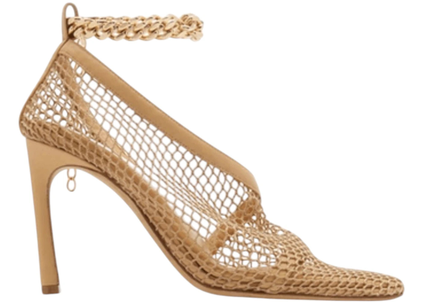 Bottega Veneta Chain-Trimmed Mesh Sandals Beige Gold (Women's) - 1