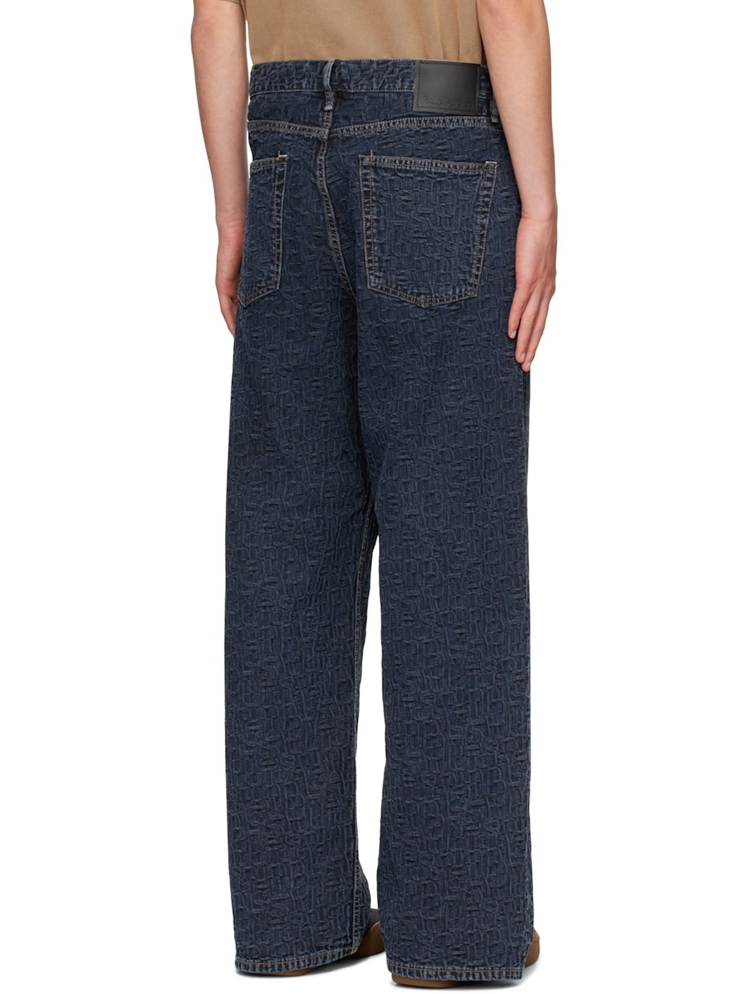 Blue Embossed Jeans - 3