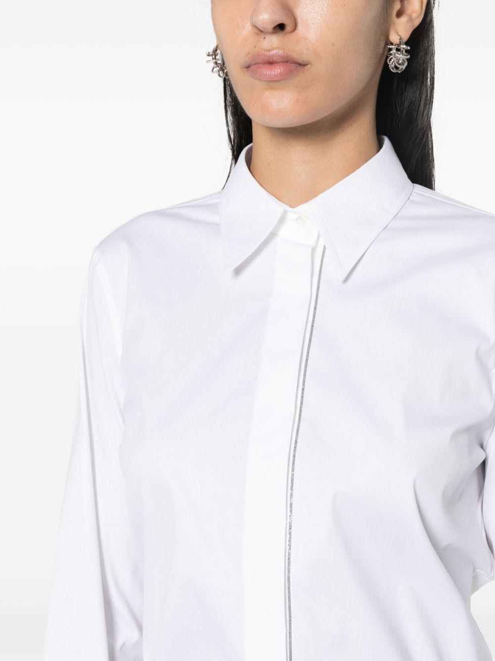 beaded-trim poplin shirt - 5