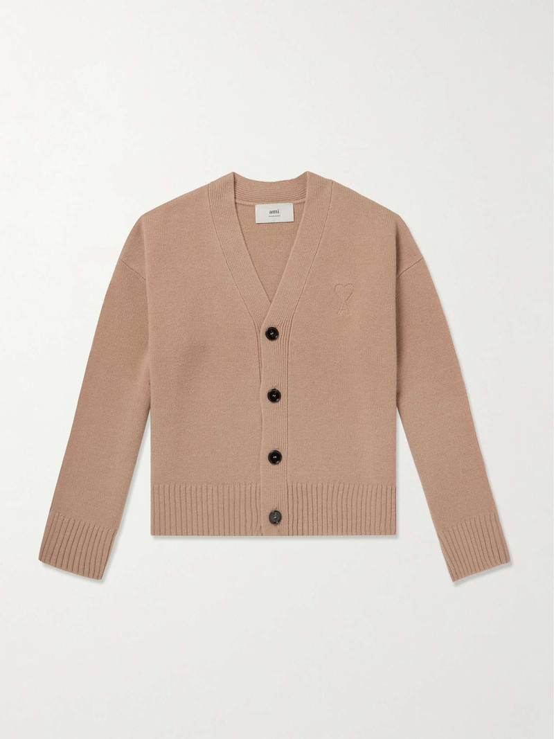 Logo-Embroidered Merino Wool and Cashmere-Blend Cardigan - 1