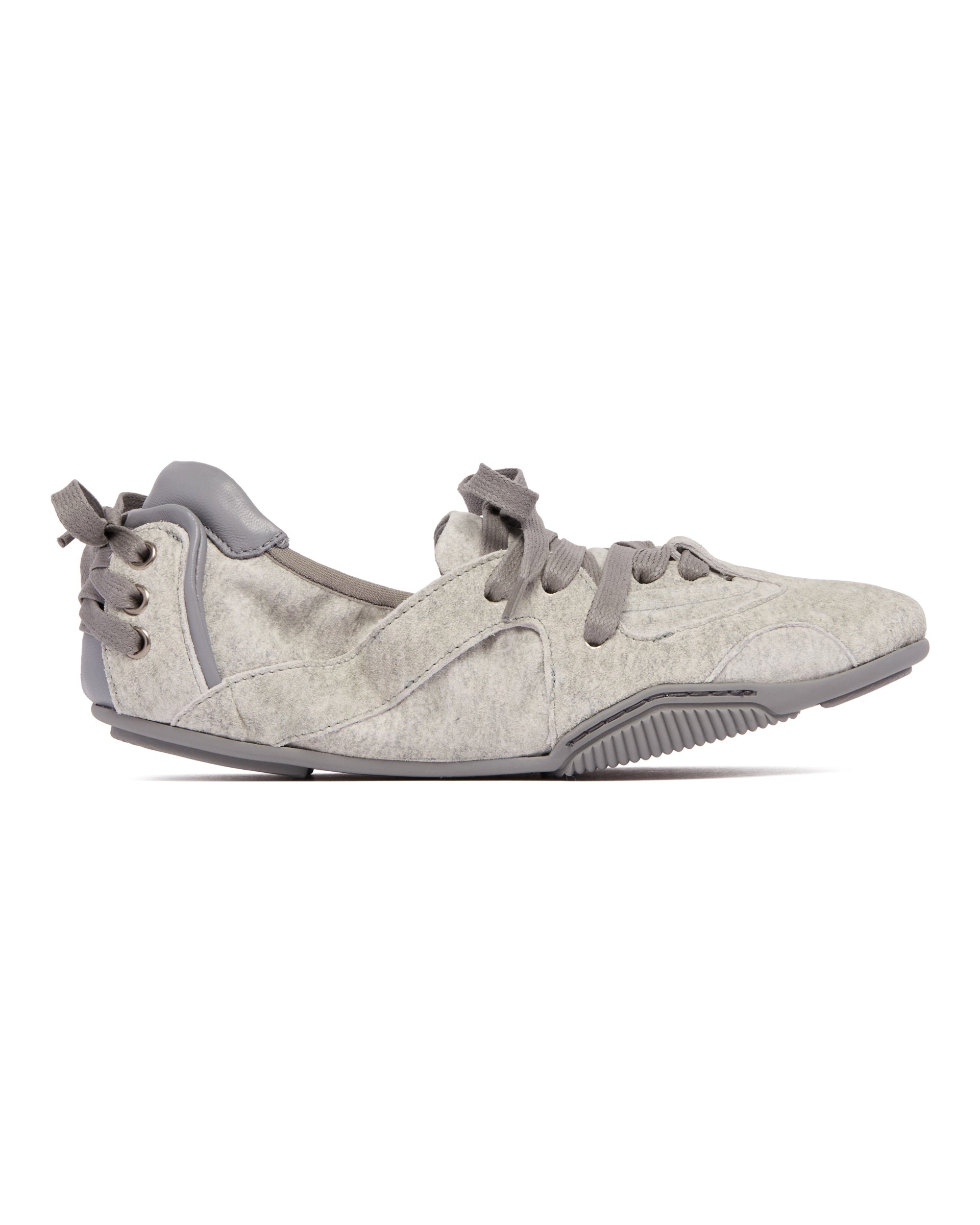 Gray Leather Lace-Up Shoes - 2
