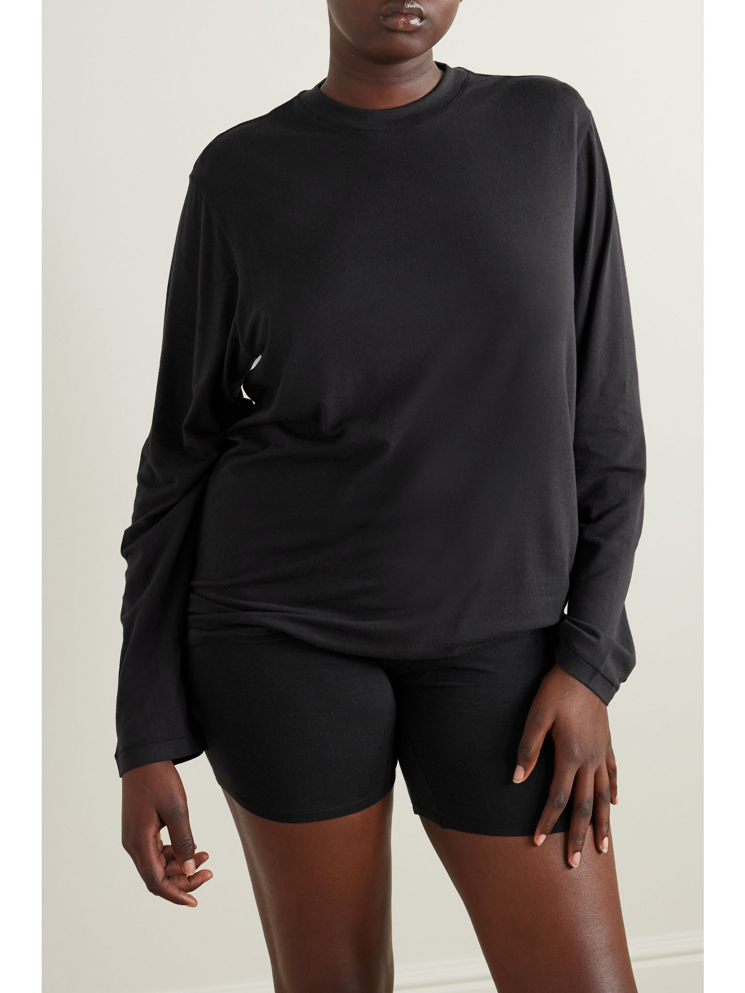 Boyfriend stretch-modal and cotton-blend jersey T-shirt - Onyx Black - 2