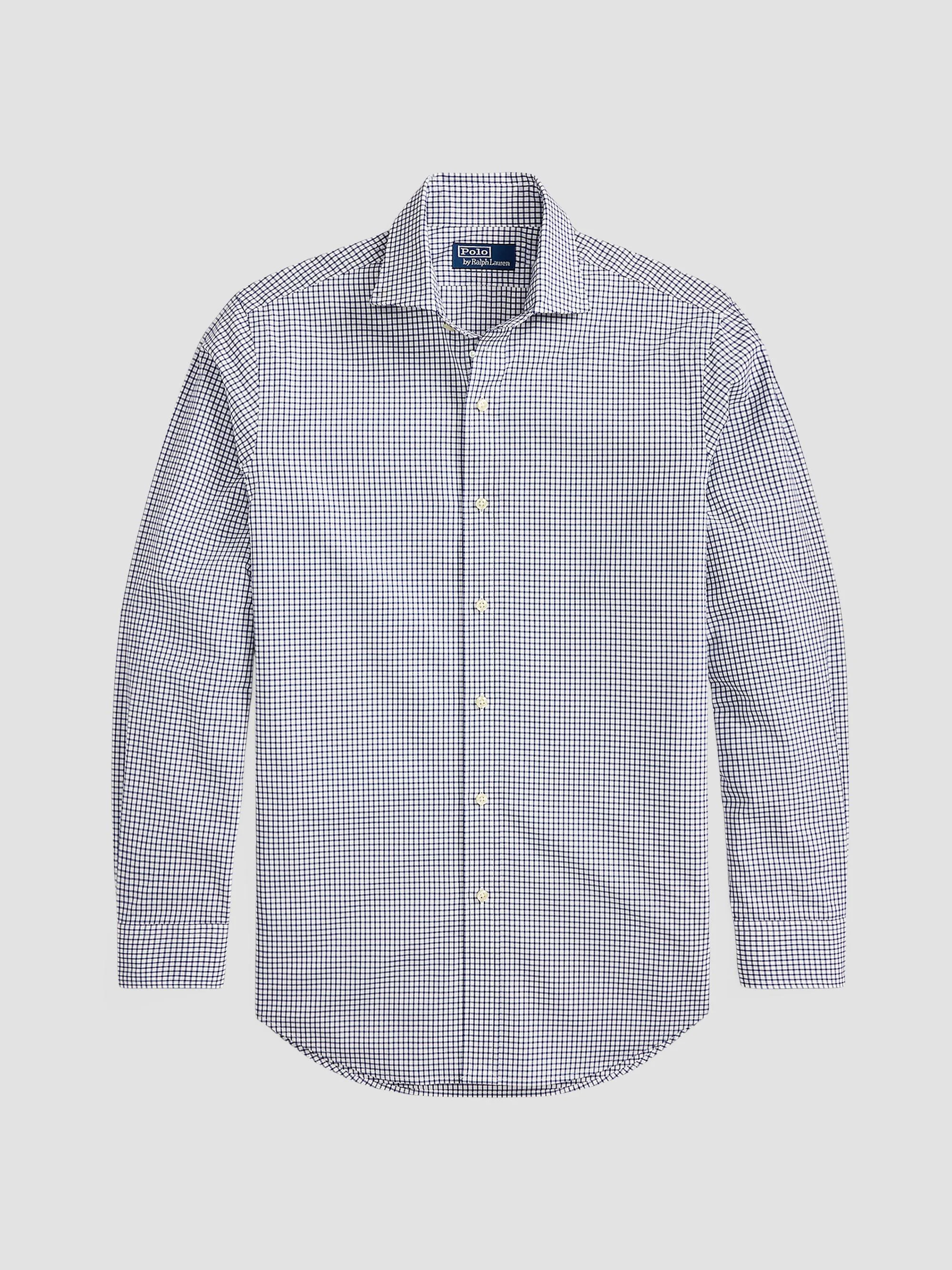 Men's Glen Plaid Poplin Classic-Fit Shirt - Navy White - 1