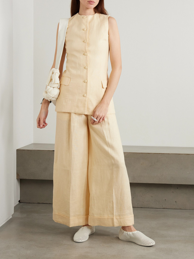 FAITHFULL Clove Pleated Linen Wide-leg Pants outlook