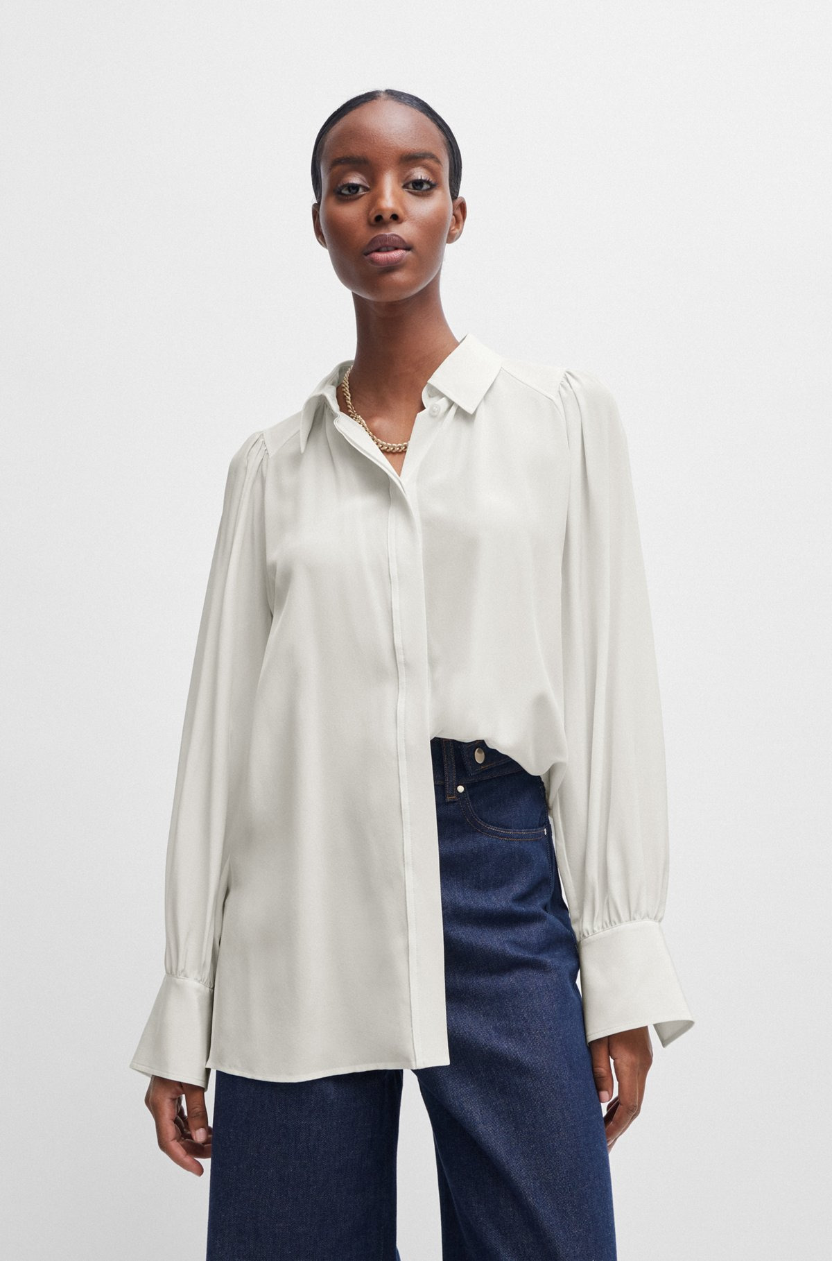 RELAXED-FIT BLOUSE IN WASHED SILK - 2