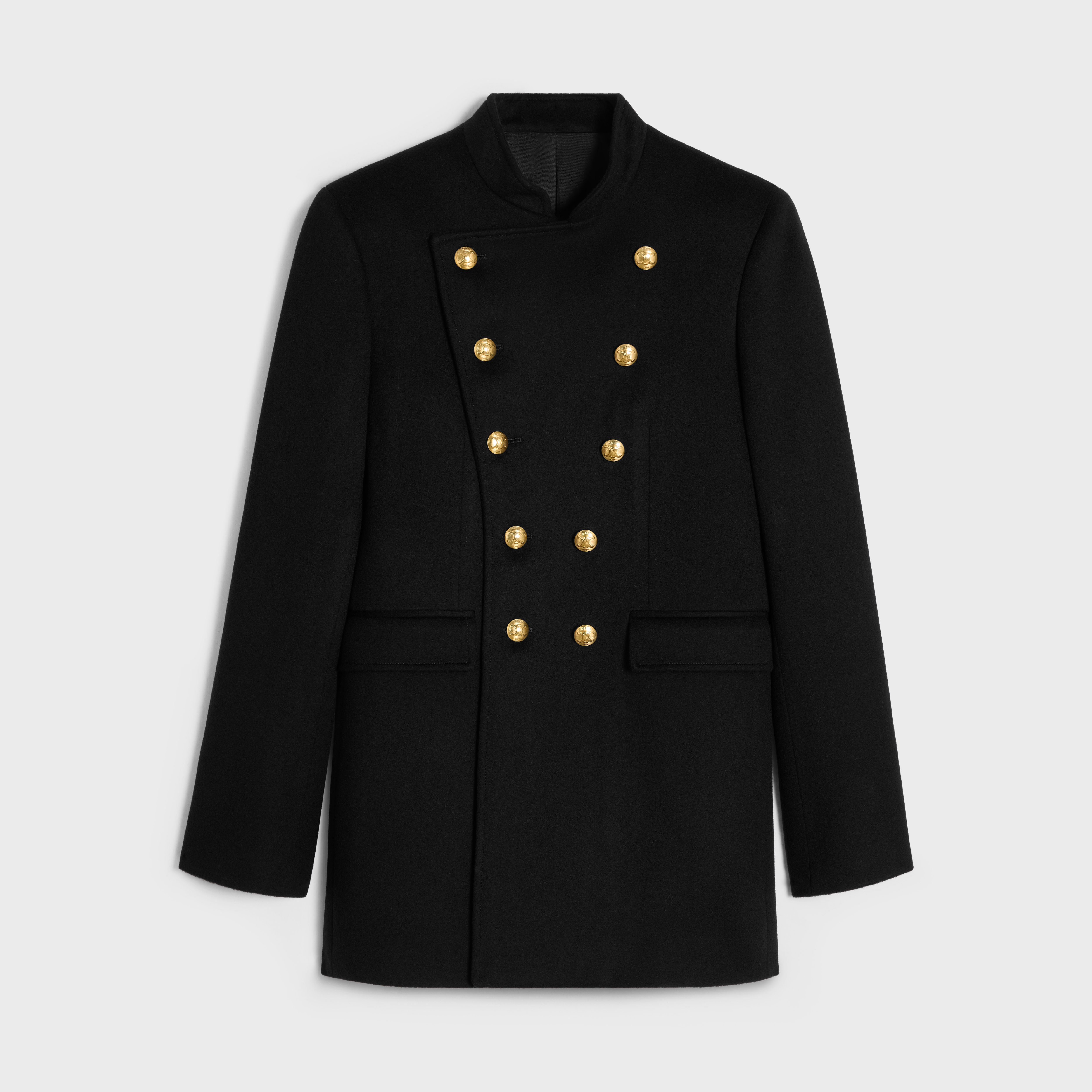 military coat in wool cloth - 1