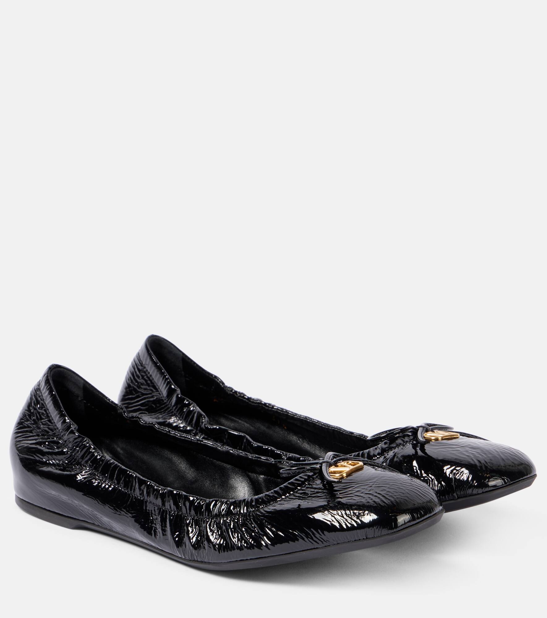 VLogo Signature patent leather ballet flats - 1