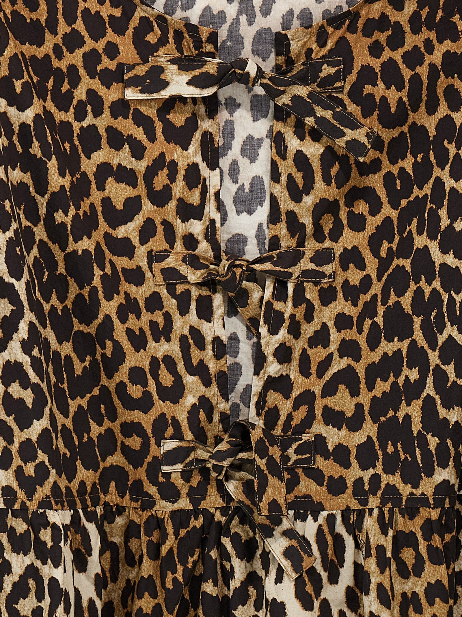 Ganni Women Leopard Poplin Dress - 4