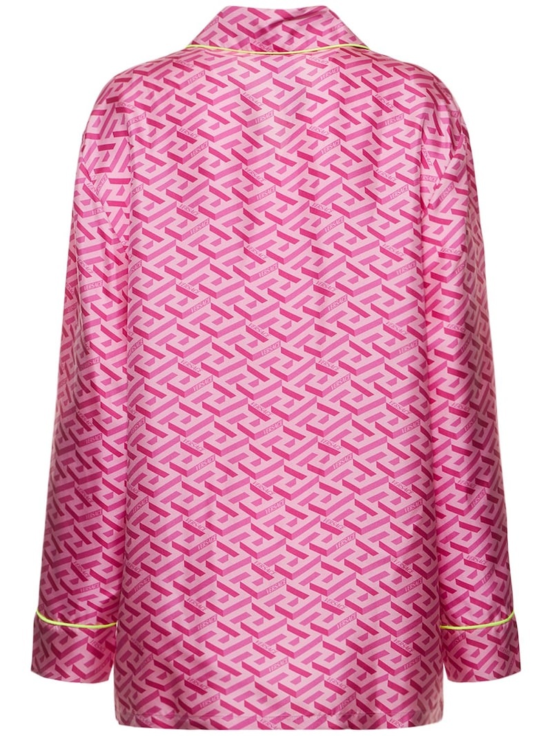 Monogram print silk twill pajama shirt - 5