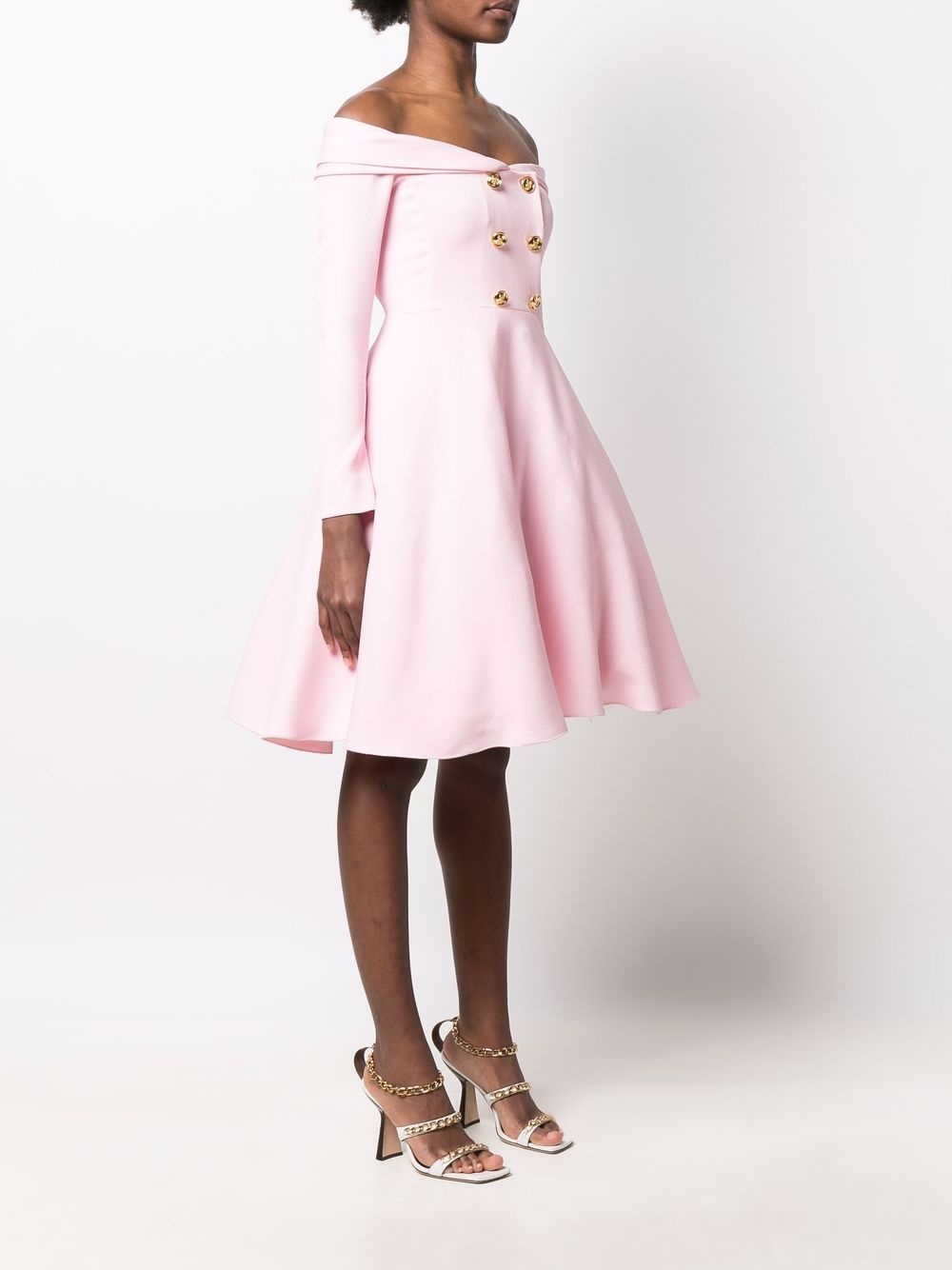 off-shoulder button-detail dress - 3