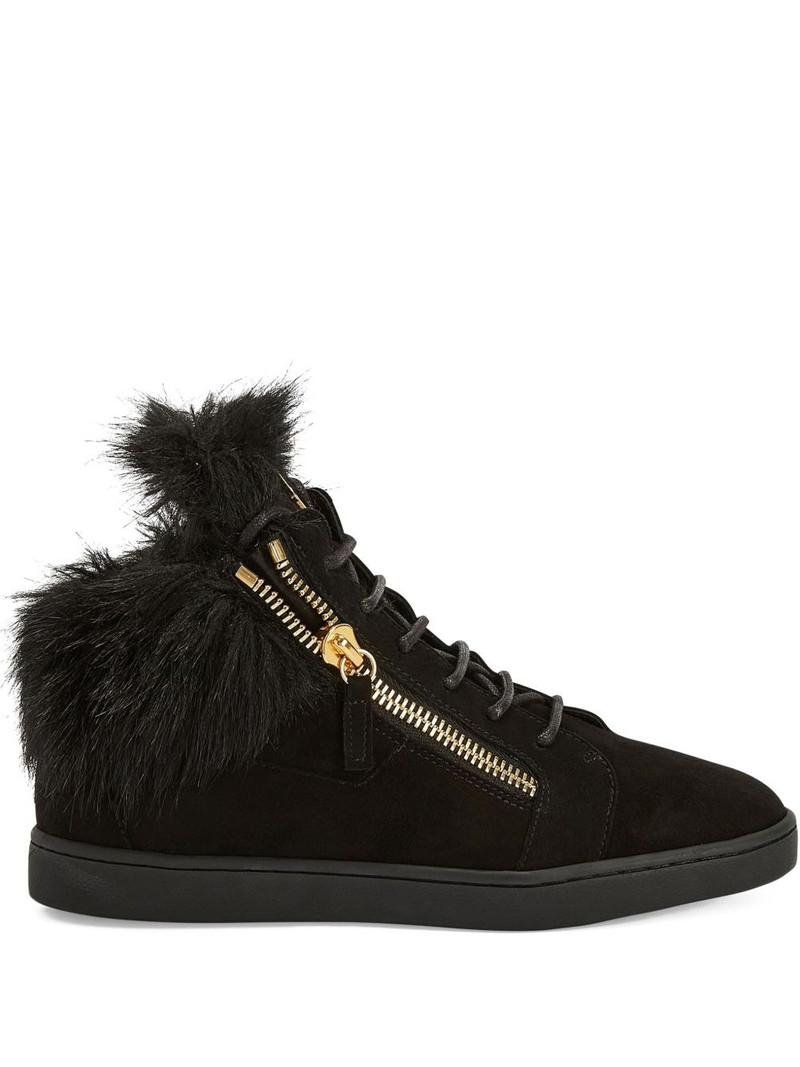 Kriss fur-trimmed zip-up sneakers 1
