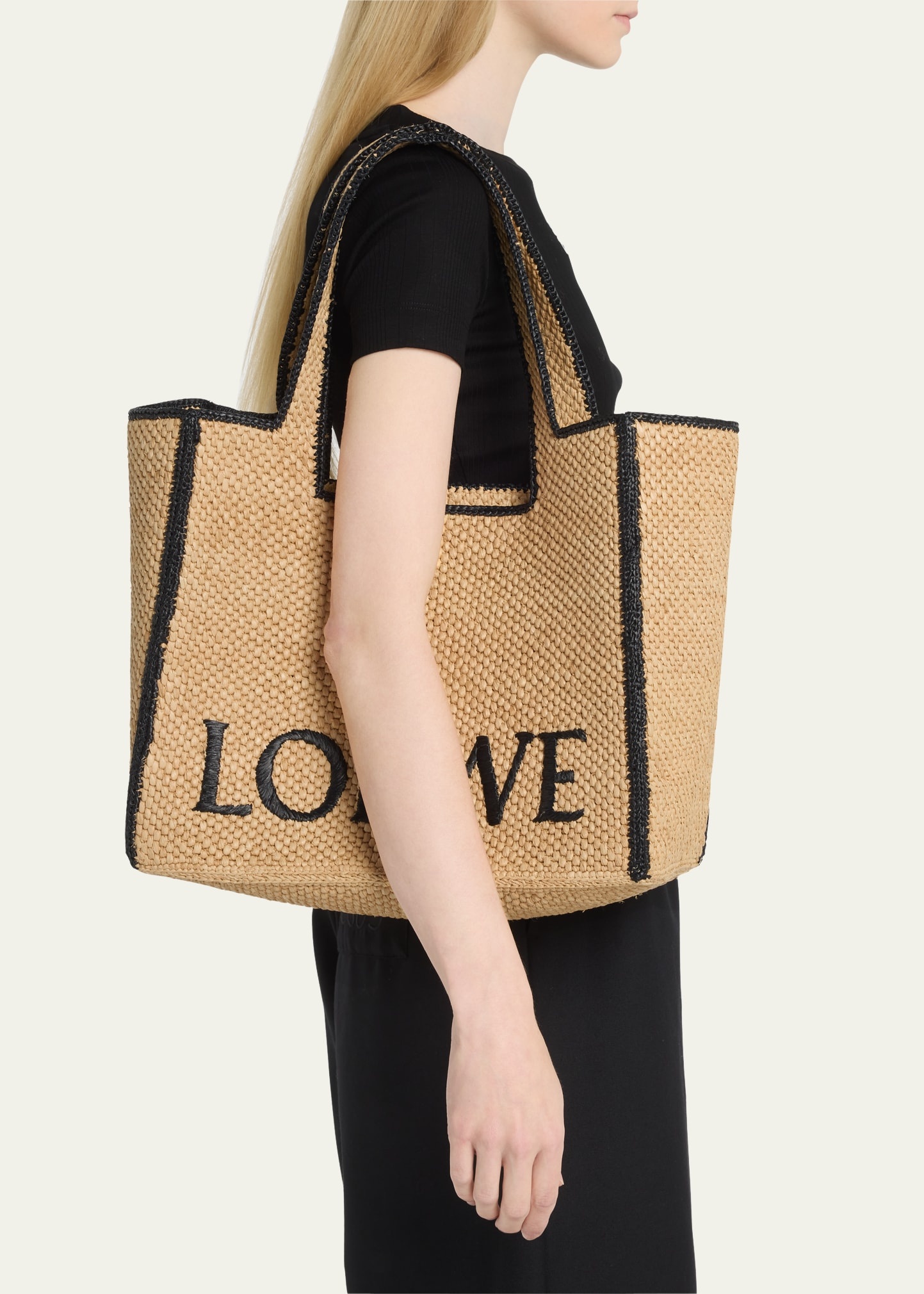x Paula’s Ibiza Large Bicolor Raffia Tote Bag - 2