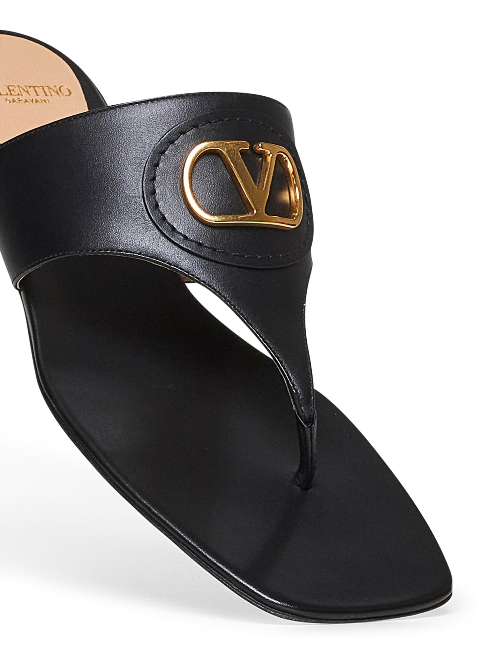 Valentino Garavani Women Black Vlogo Signature Thong Sandals - 4