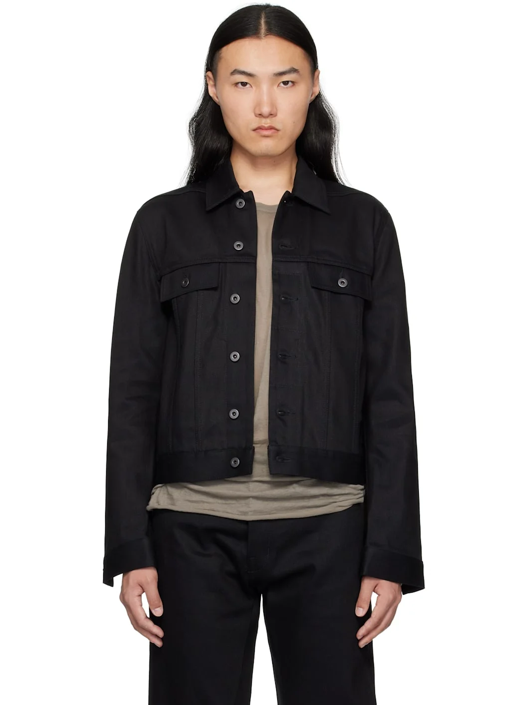 Black Hollywood Trucker Denim Jacket - 1