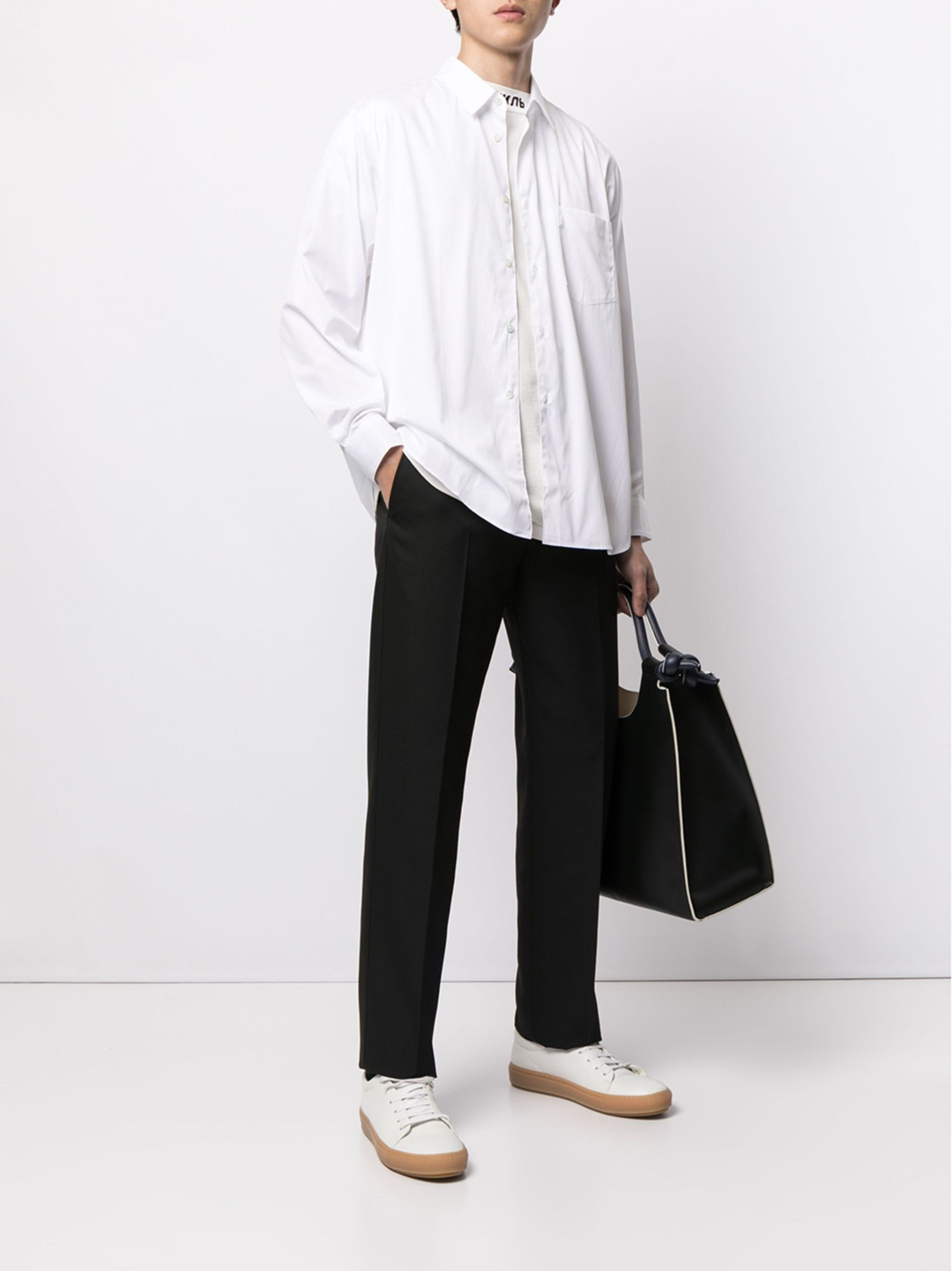 White Long Sleeve Cotton Shirt - 2