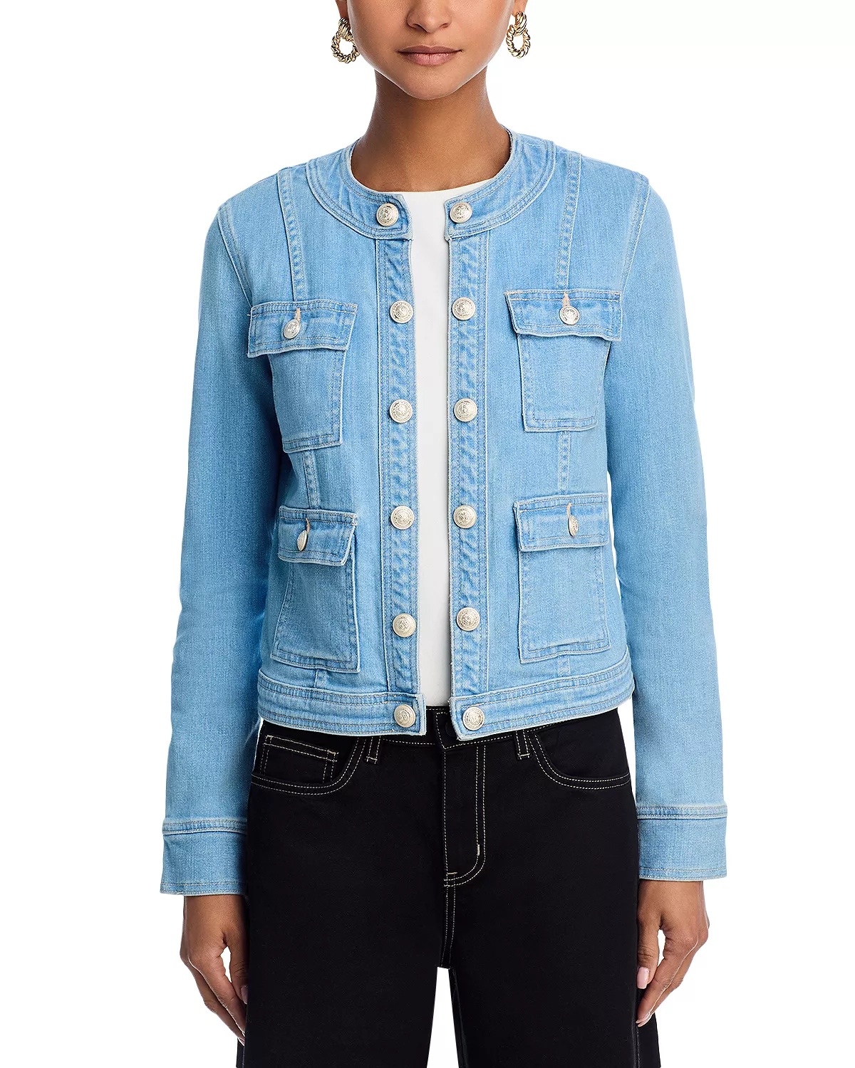 Yari Collarless Denim Jacket - 1