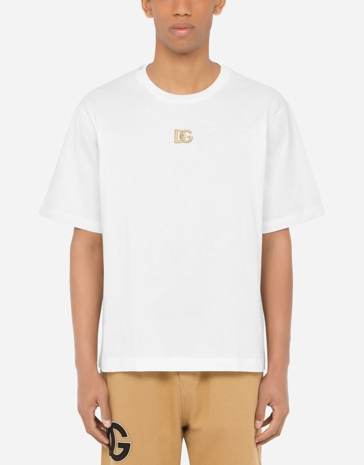 Cotton T-shirt with metallic DG logo - 1