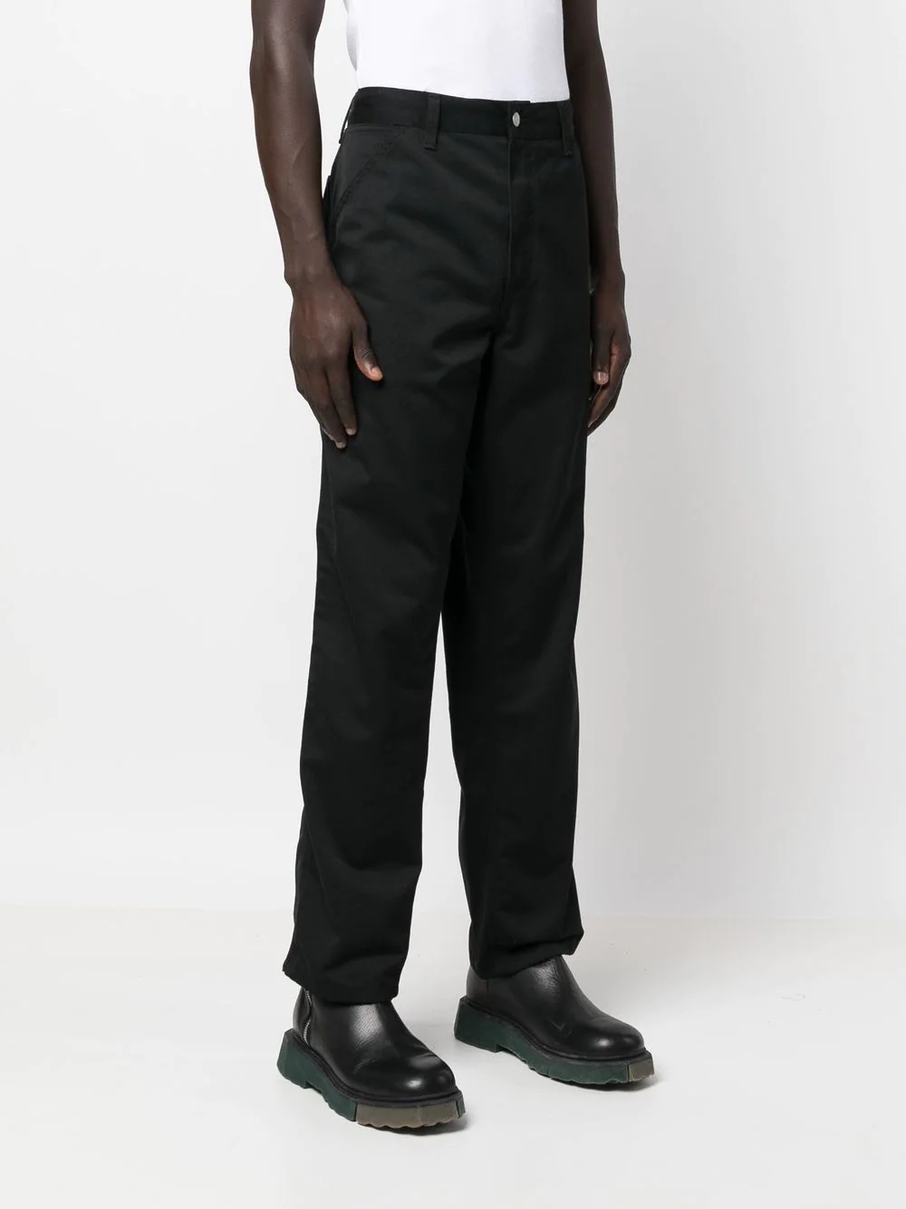 logo-patch straight leg trousers - 3