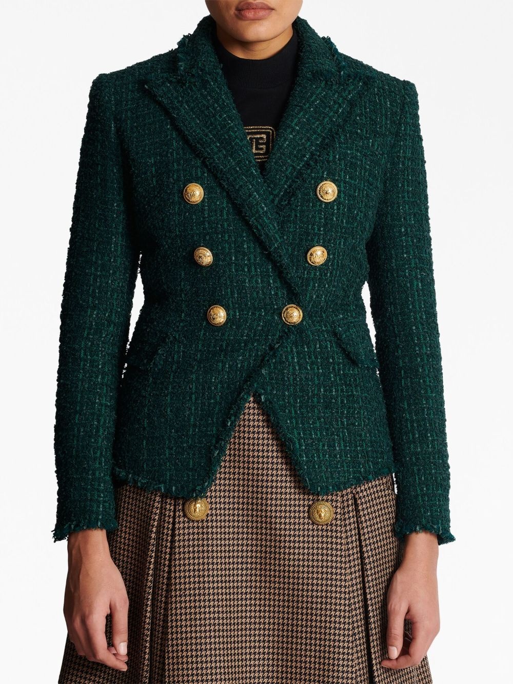 double-breasted tweed jacket - 5